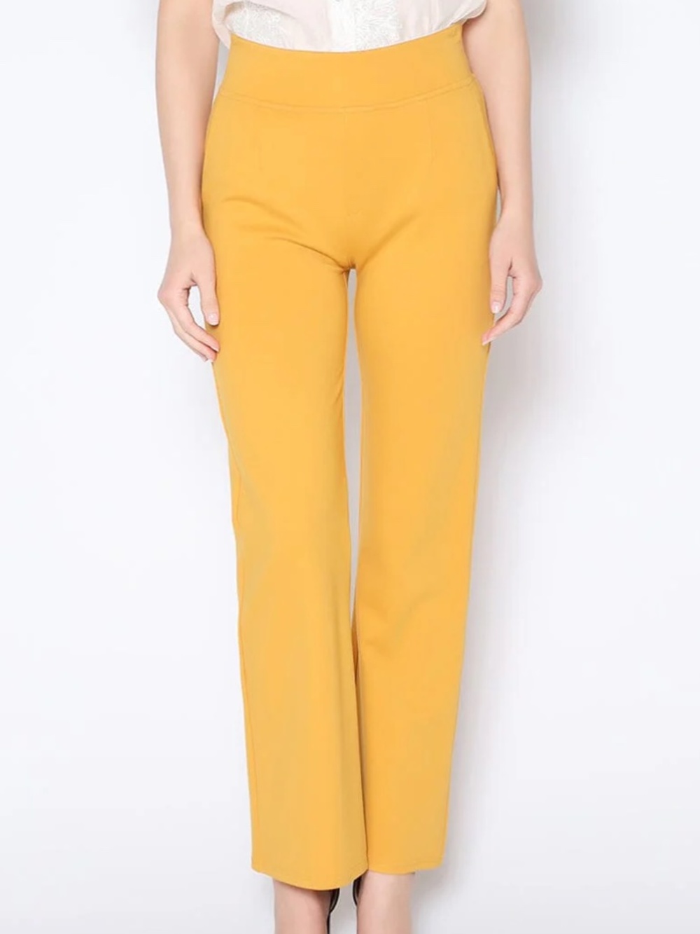 Gracia Waist Band Stretched Fitted Pants COLOR MUSTARD